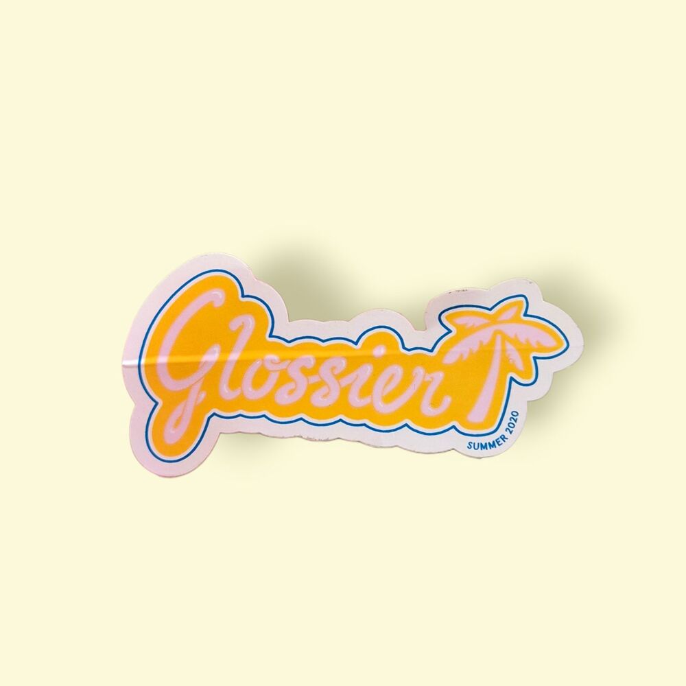 Glossier Summer 2020 Palm Tree Logo Sticker (Yellow/Pink)